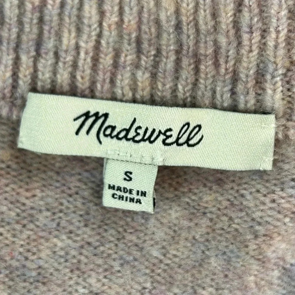 Madewell‎ Womens Small Light Purple Wool Blend Bobble Pom Pom V-neck Sweater - Picture 12 of 14